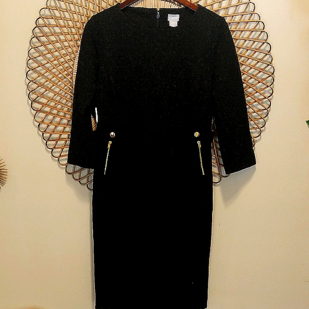 Chicos Black Dress Gold Details Size 00